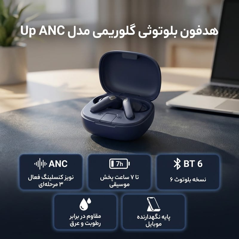 هدفون بلوتوثی گلوریمی مدل Up ANC، تصویر ۲