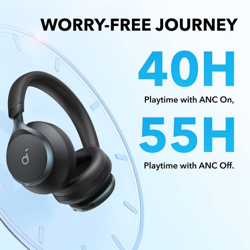 هدفون بی‌سیم انکر مدل Space One با نویز کنسلینگ فعال (ANC)، درگاه شارژ USB Type-C، مقاوم در برابر رطوبت و عرق، تصویر ۶
