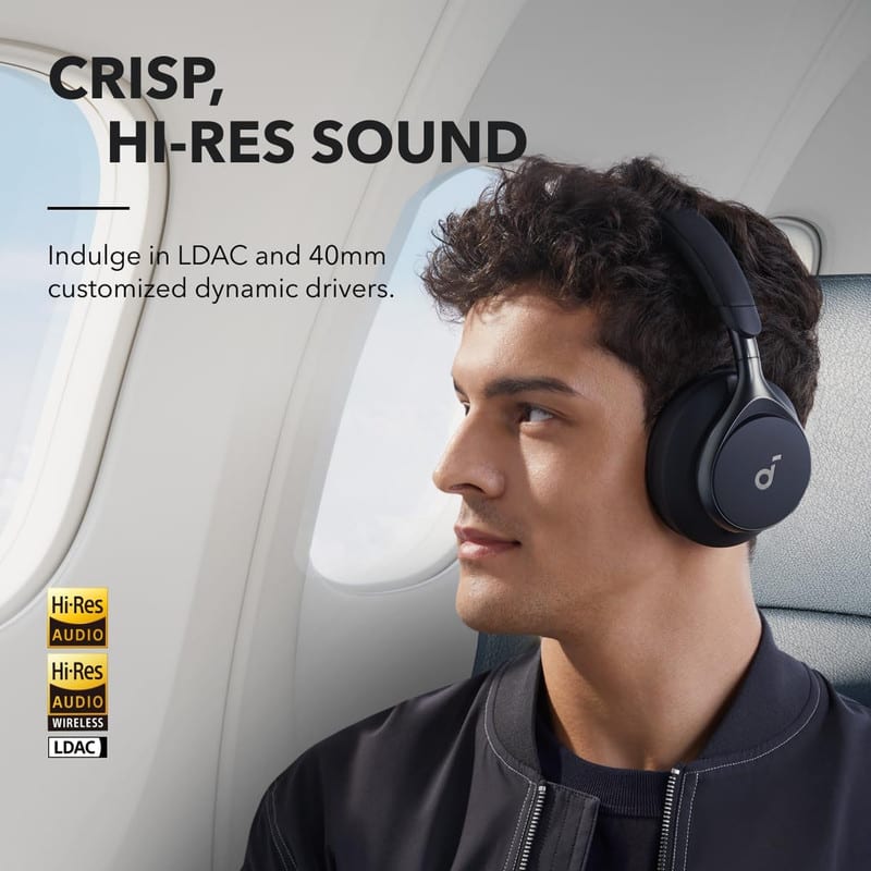 هدفون بی‌سیم انکر مدل Space One با نویز کنسلینگ فعال (ANC)، درگاه شارژ USB Type-C، مقاوم در برابر رطوبت و عرق، تصویر ۸