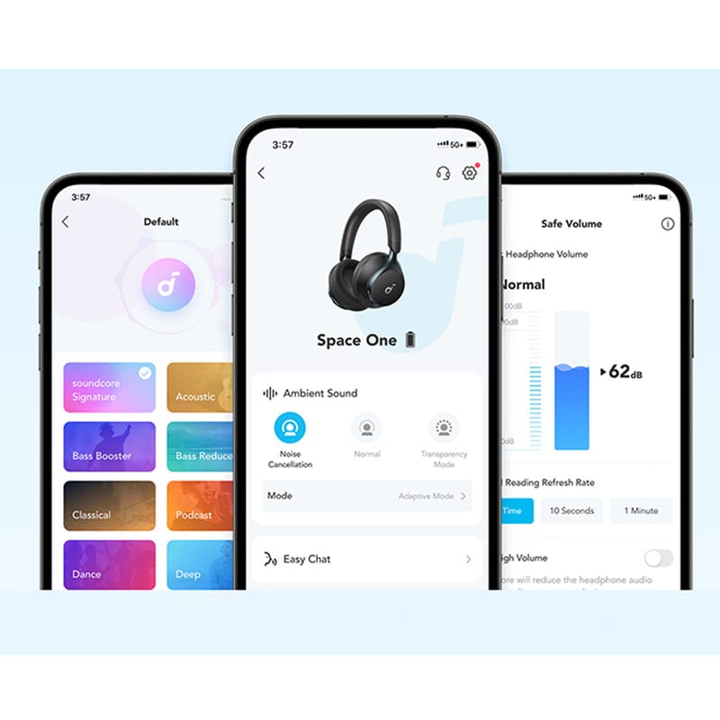 هدفون بی‌سیم انکر مدل Space One با نویز کنسلینگ فعال (ANC)، درگاه شارژ USB Type-C، مقاوم در برابر رطوبت و عرق، تصویر ۱۱