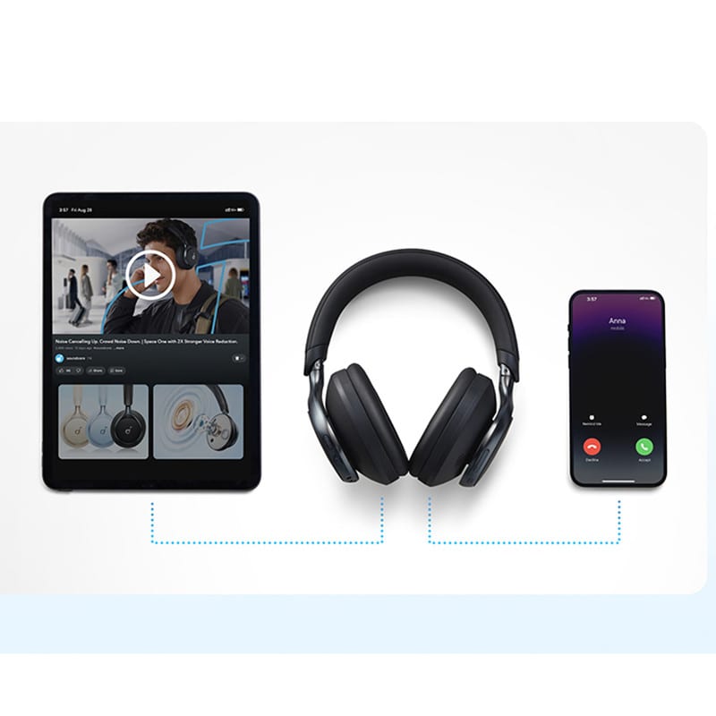 هدفون بی‌سیم انکر مدل Space One با نویز کنسلینگ فعال (ANC)، درگاه شارژ USB Type-C، مقاوم در برابر رطوبت و عرق، تصویر ۱۳