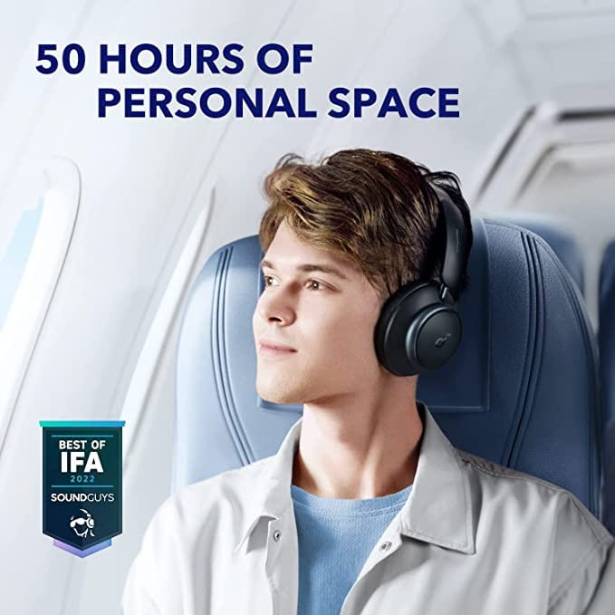 هدفون بلوتوثی برند انکر مدل Soundcore Space Q45 A3040 با نویز کنسلینگ فعال (ANC)، درگاه شارژ USB Type-C، پشتیبانی از شارژ سریع، دارای فناوری نویز کنسلینگ هوشمند سه‌حالته، مقاوم در برابر رطوبت و عرق، تصویر ۷