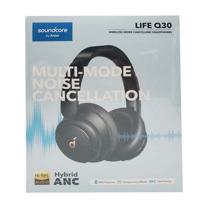 هدفون بلوتوثی انکر مدل SoundCore Life Q30 با نویز کنسلینگ فعال (ANC)، درگاه شارژ USB Type-C، دارای میکروفون دوگانه با حذف نویز، مجهز به فناوری Hi-Res Audio، دارای حالت Transparency برای شنیدن صدای محیط، تصویر ۱۰