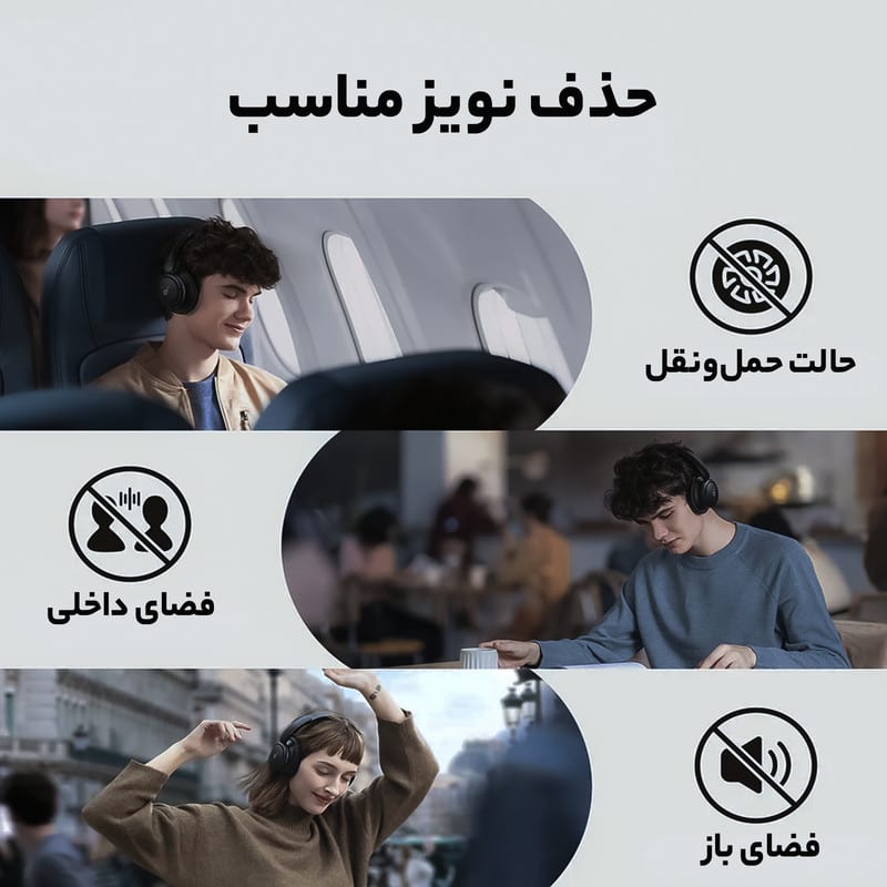 هدفون بلوتوثی انکر مدل SoundCore Life Q30 با نویز کنسلینگ فعال (ANC)، درگاه شارژ USB Type-C، دارای میکروفون دوگانه با حذف نویز، مجهز به فناوری Hi-Res Audio، دارای حالت Transparency برای شنیدن صدای محیط، تصویر ۱۱