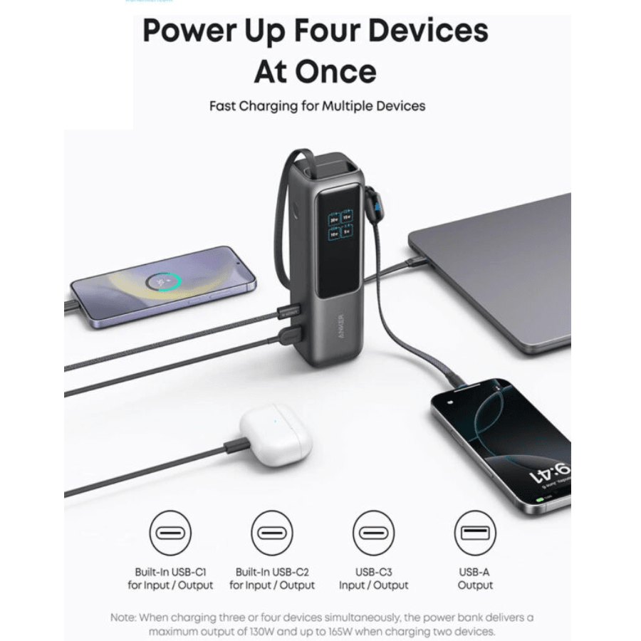 پاور بانک انکر 165W با ظرفیت 25000 میلی‌آمپر ساعت (A1695p11)، تصویر ۳