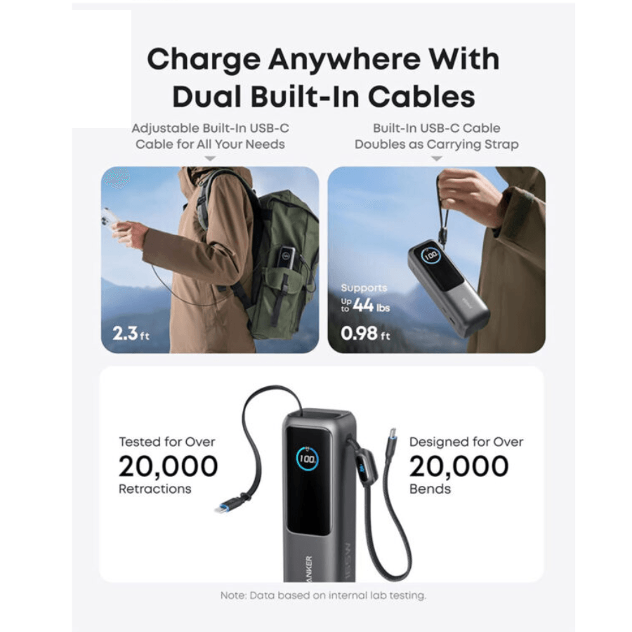 پاور بانک انکر 165W با ظرفیت 25000 میلی‌آمپر ساعت (A1695p11)، تصویر ۴