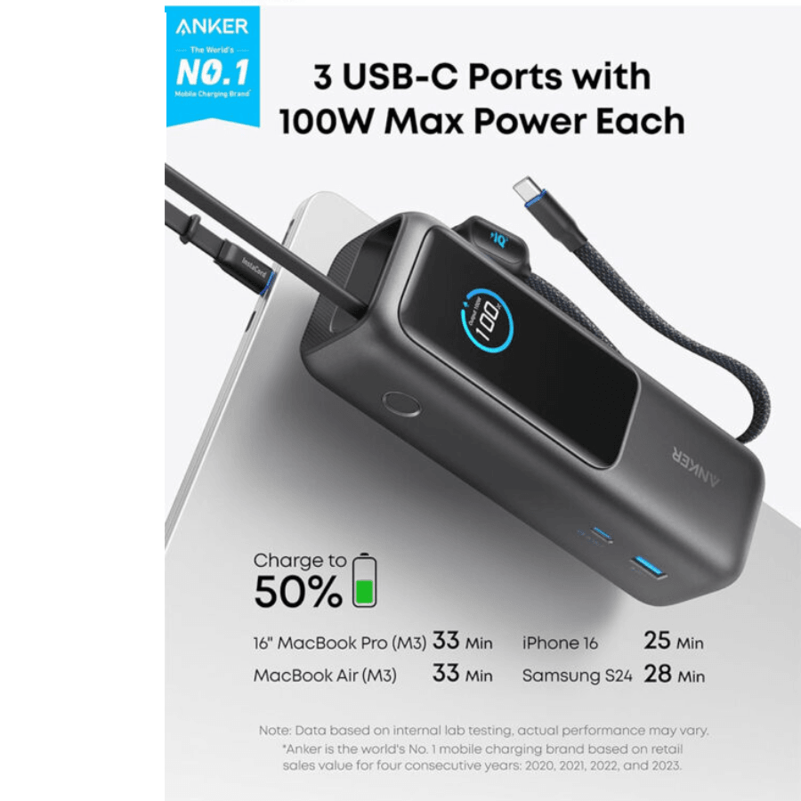 پاور بانک انکر 165W با ظرفیت 25000 میلی‌آمپر ساعت (A1695p11)، تصویر ۶