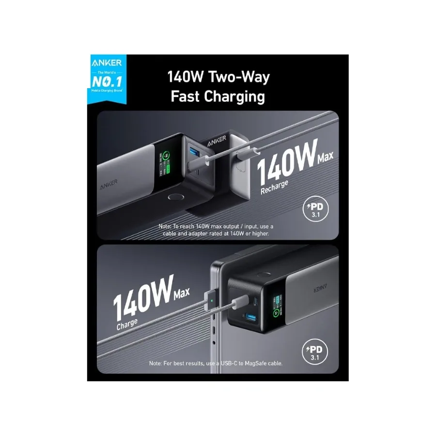 پاور بانک انکر 140W با ظرفیت 24000 میلی‌آمپر ساعت (A1289011)، تصویر ۶