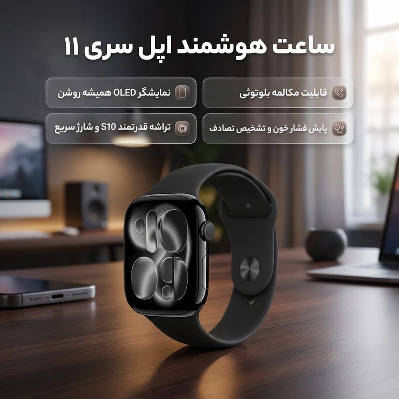 ساعت هوشمند 42 میلی متری اپل مدل Series 11 Aluminum Case با بند سیلیکونی، تصویر ۲